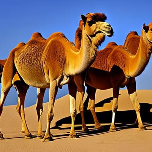 Camels Resting: Realistic Painting in Rembrandt Style