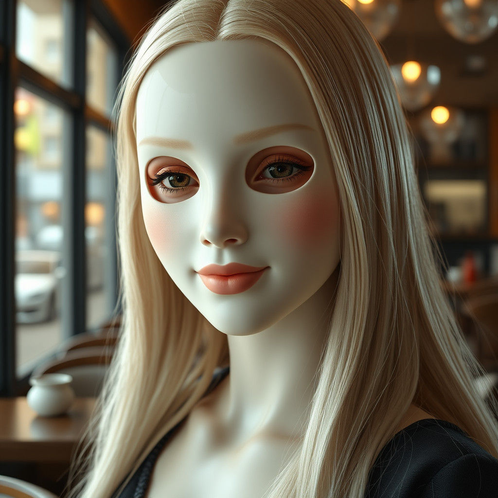 Mask of Serene Blonde Woman in Art Nouveau Style