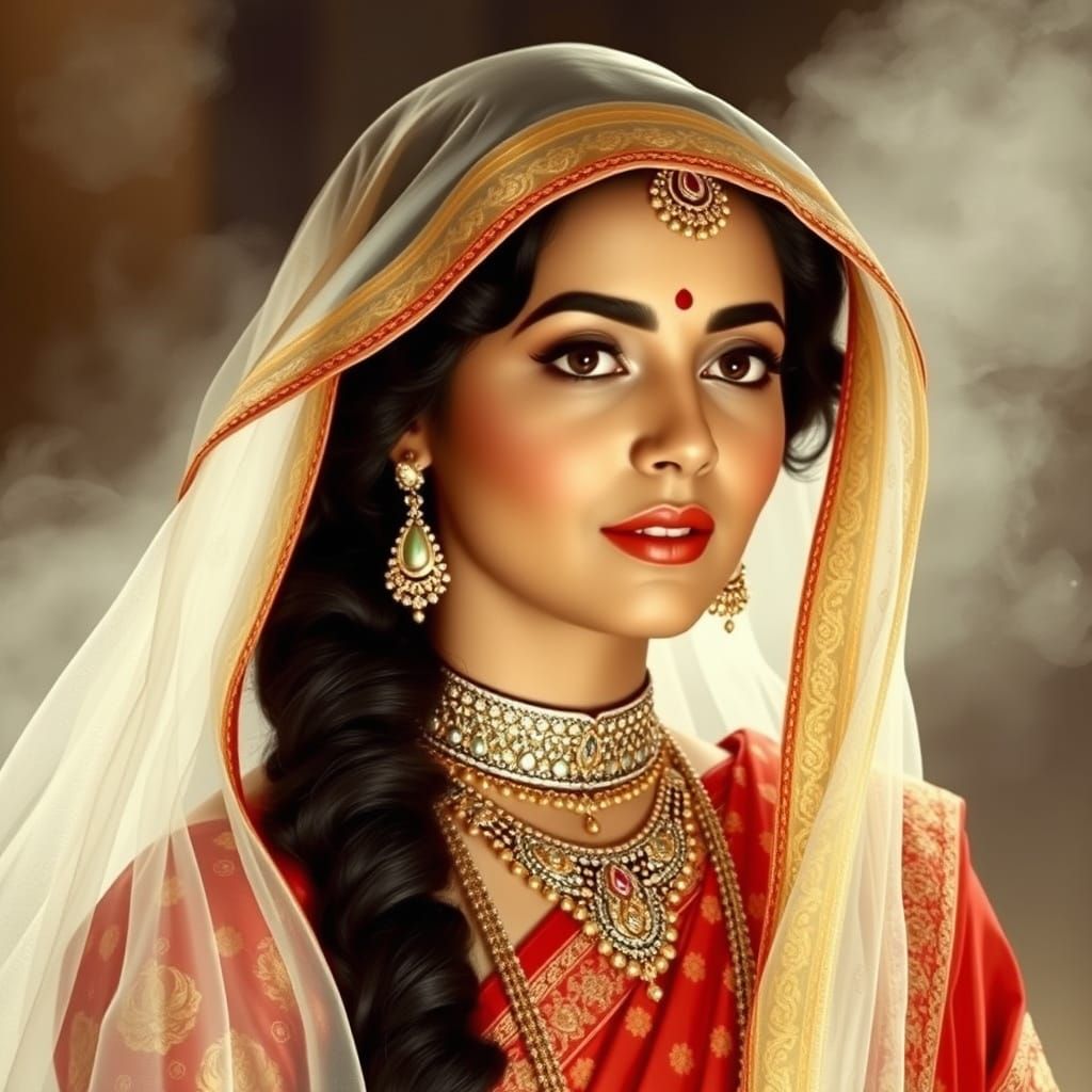 Ethereal Woman in Traditional Indian Dress