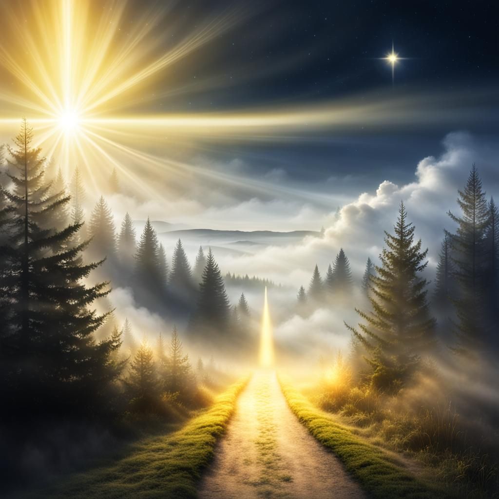 Celestial Moment in Foggy Twilight