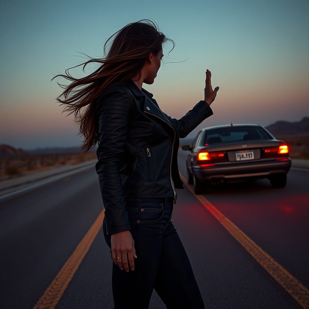 Desert Highway Dystopia in Moody Neon