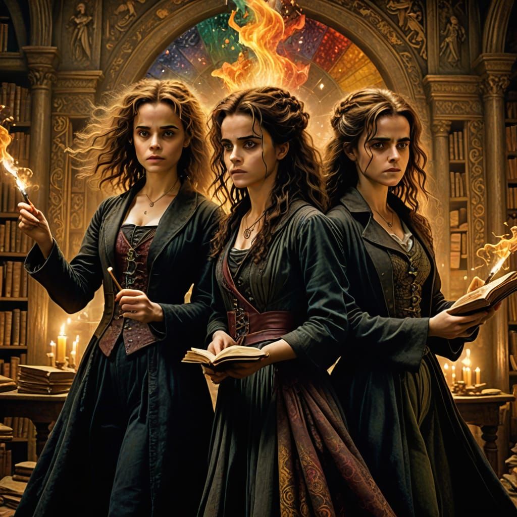 Witches Delve into Forbidden Arts in Ancient Library