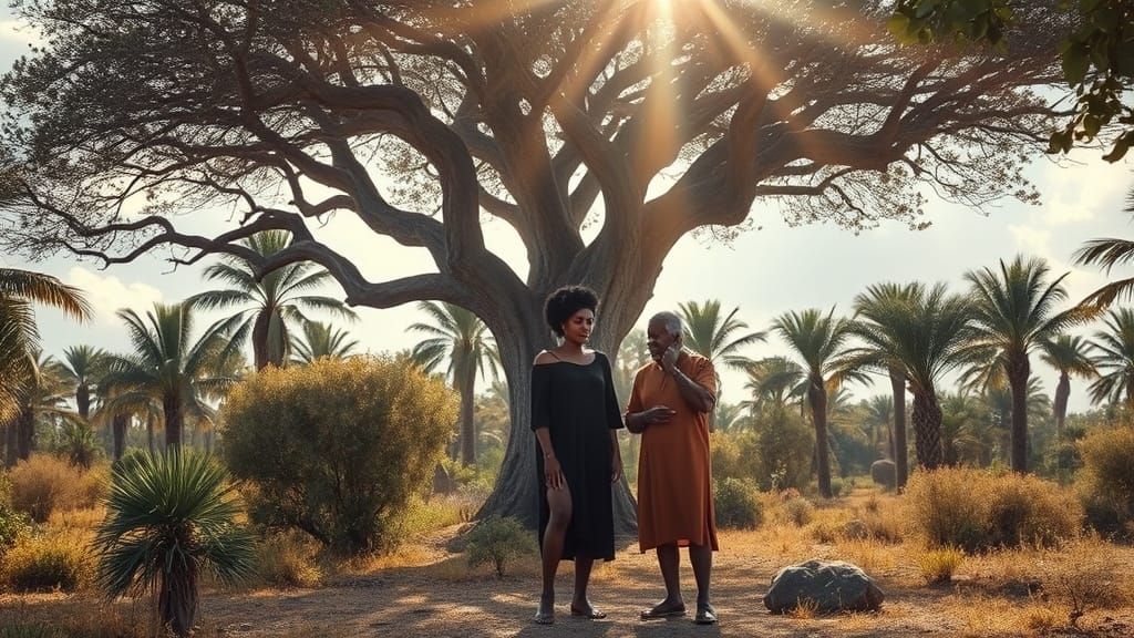 African Oasis in Twilight: Ancient Wisdom and Sorrow