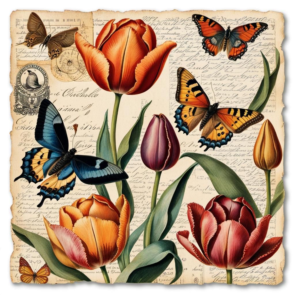 Vintage Bluebird Springtime Illustration for Decoupage