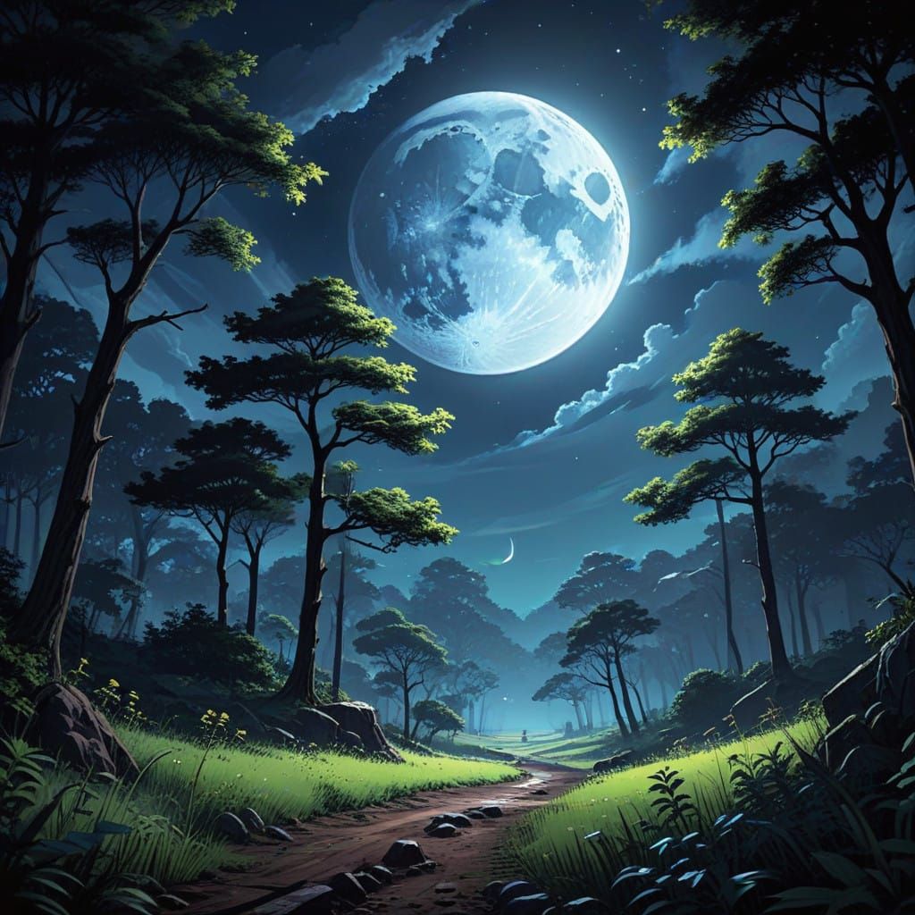 Breathtaking Lunar Landscape in Anime-Style