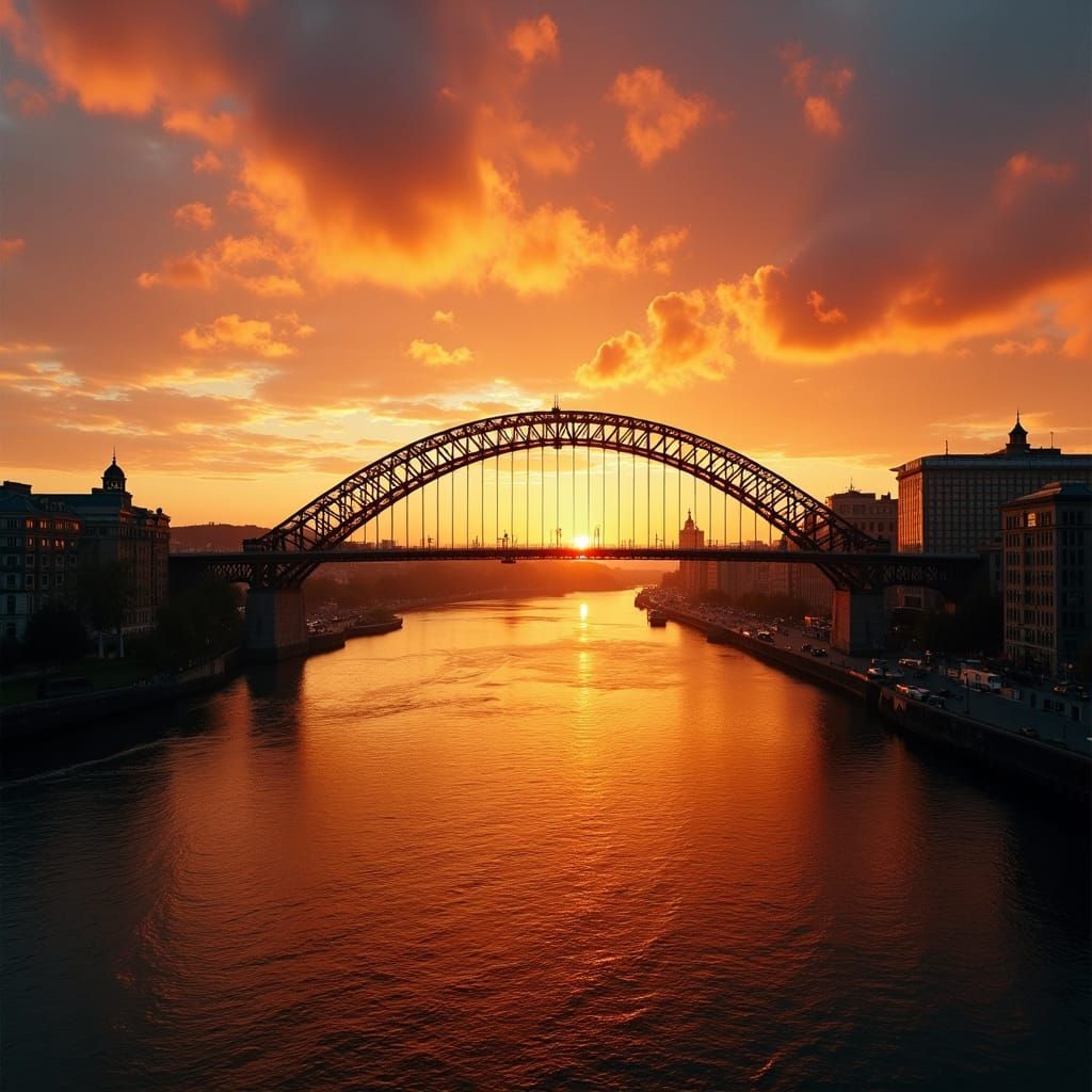Tyne Bridge Sunset: Cinematic River Scene