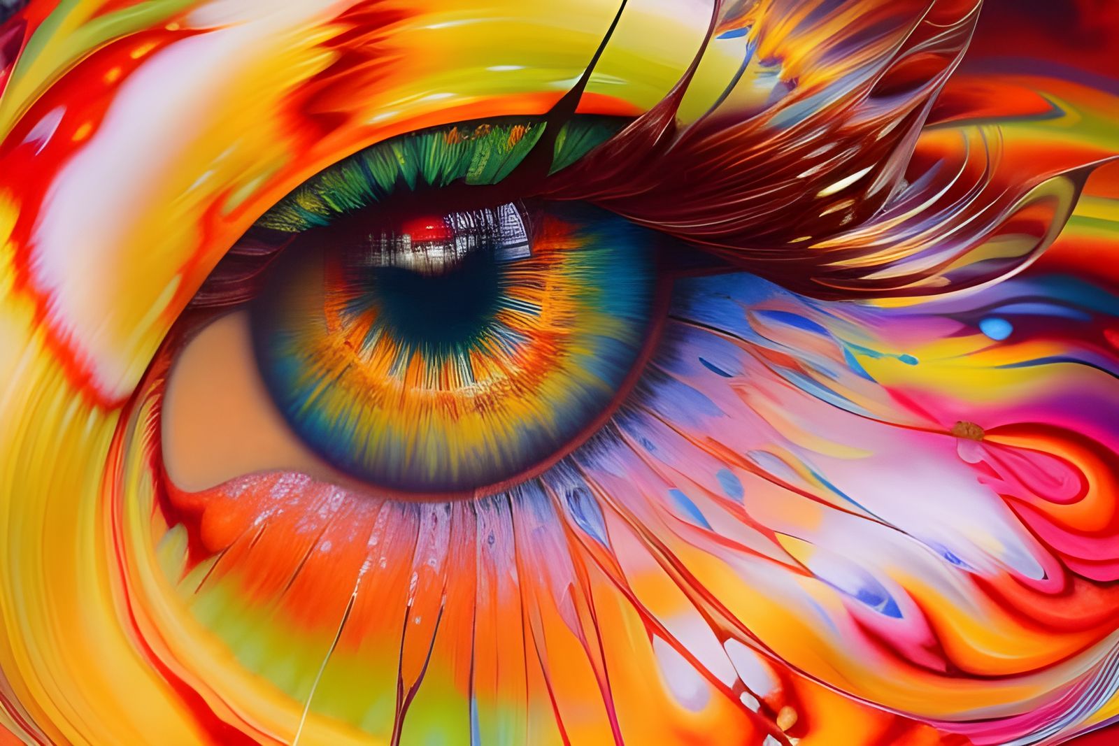 Oil Spill Eye in Klimt and Van Gogh Style