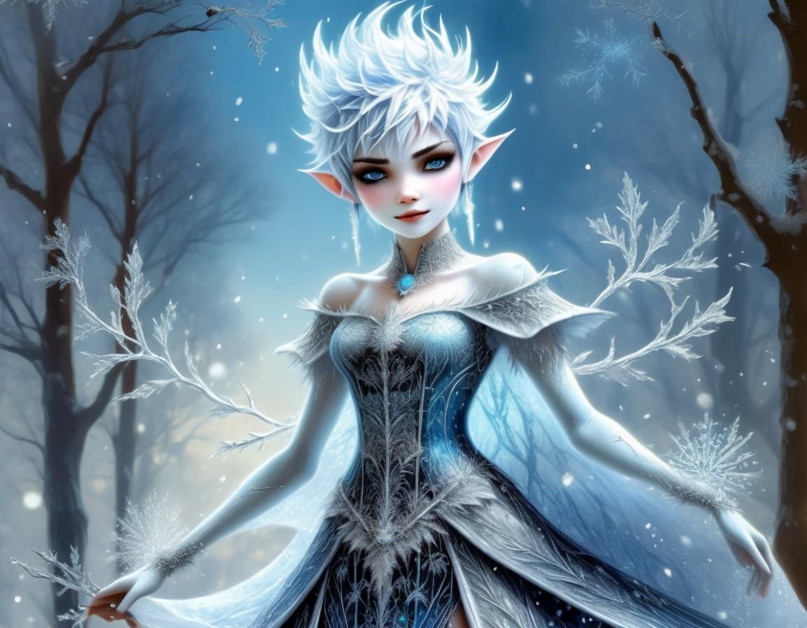 Surreal Female Winter Spirit with Intricate Details in Rococ...