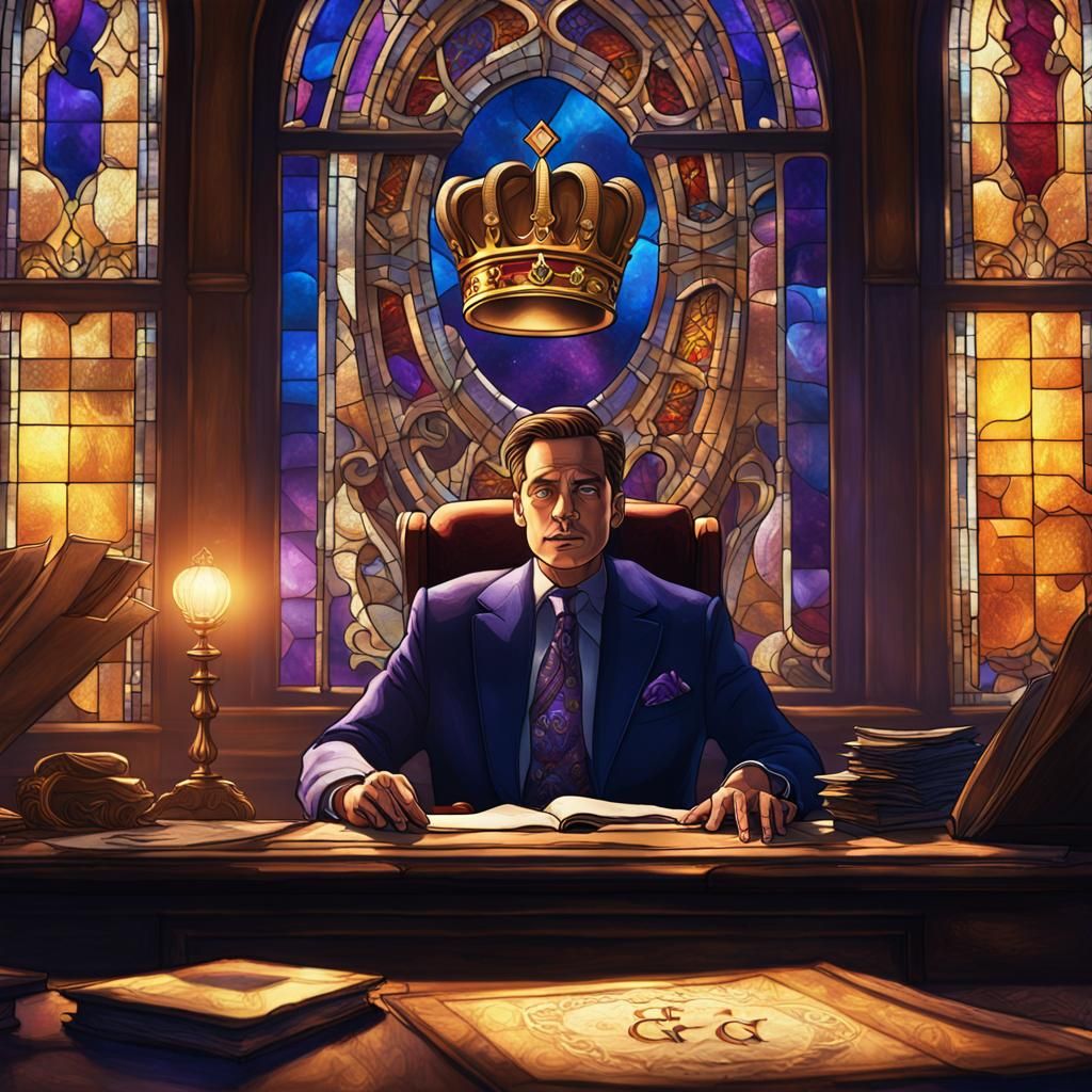 Office King in Ornate Fantasy Setting