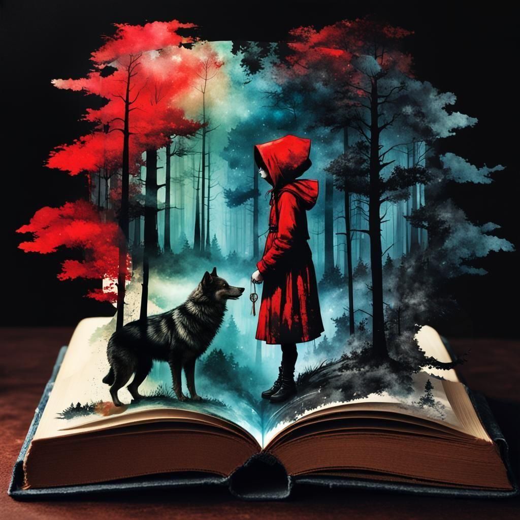 Little Red Riding Hood Forest Book, Alcohol Ink Style