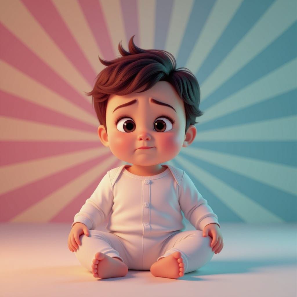 Adorable Crying Baby in Pixar Style 3D Art
