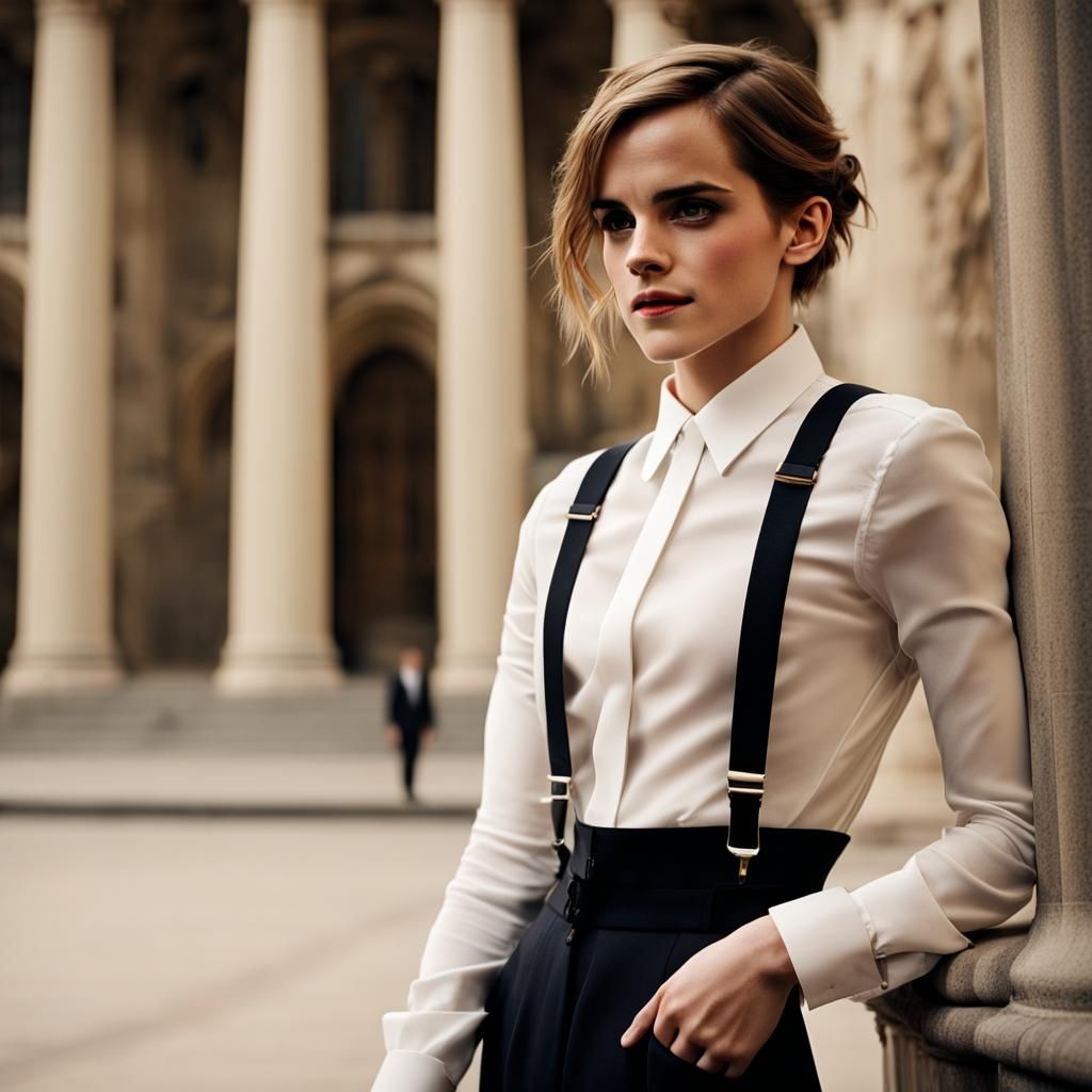 Woman in Tie with Architectural Backdrop