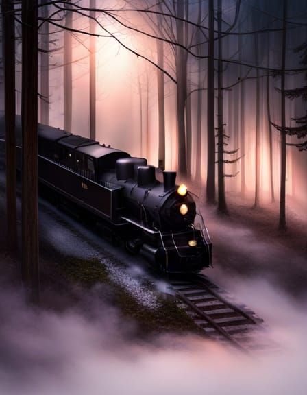 Magical Ghost Train in Dark Fantasy Style