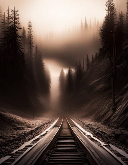 Magical Ghost Train in Dark Fantasy Style