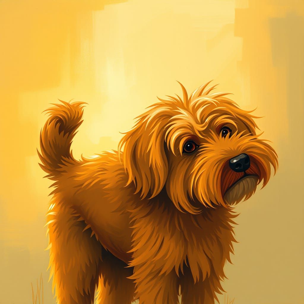 Whimsical Brown Dog in Warm Sunny Light