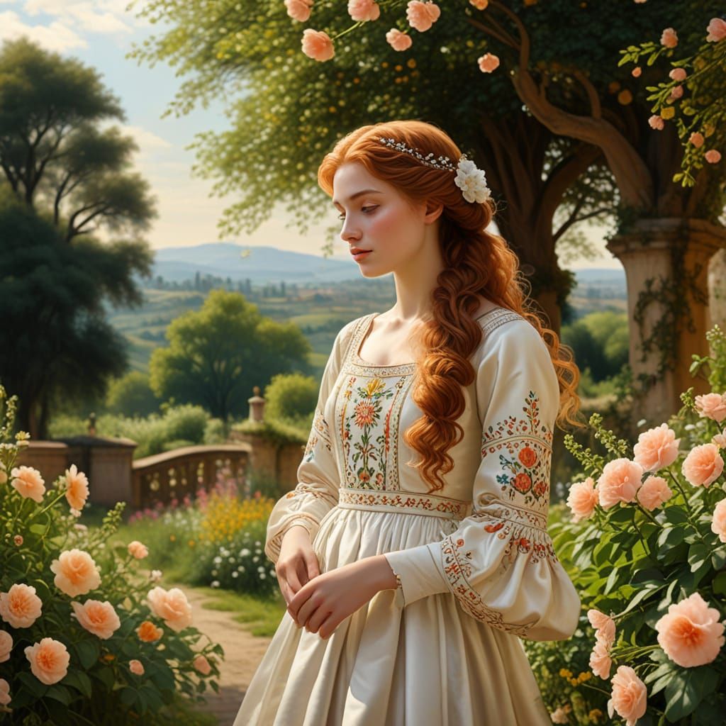 Elegant Sansa Stark in Italian Renaissance Garden