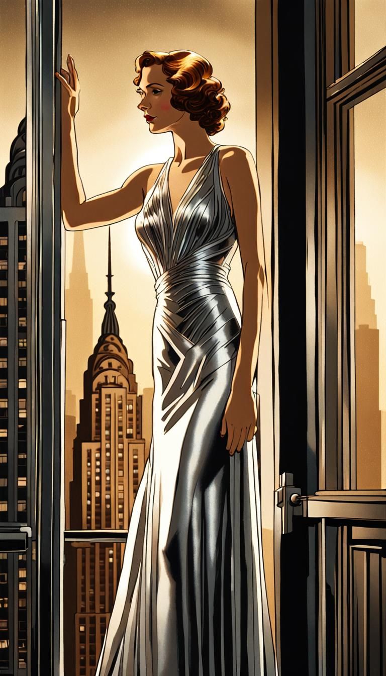Glamorous Art Deco Woman with Chrysler Building