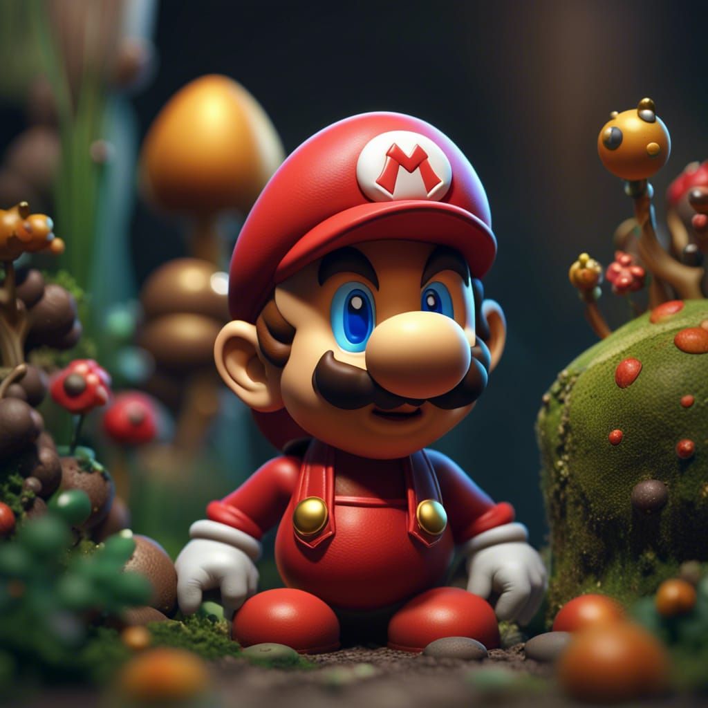 Cute Mario Figurine in Detailed Matte Style