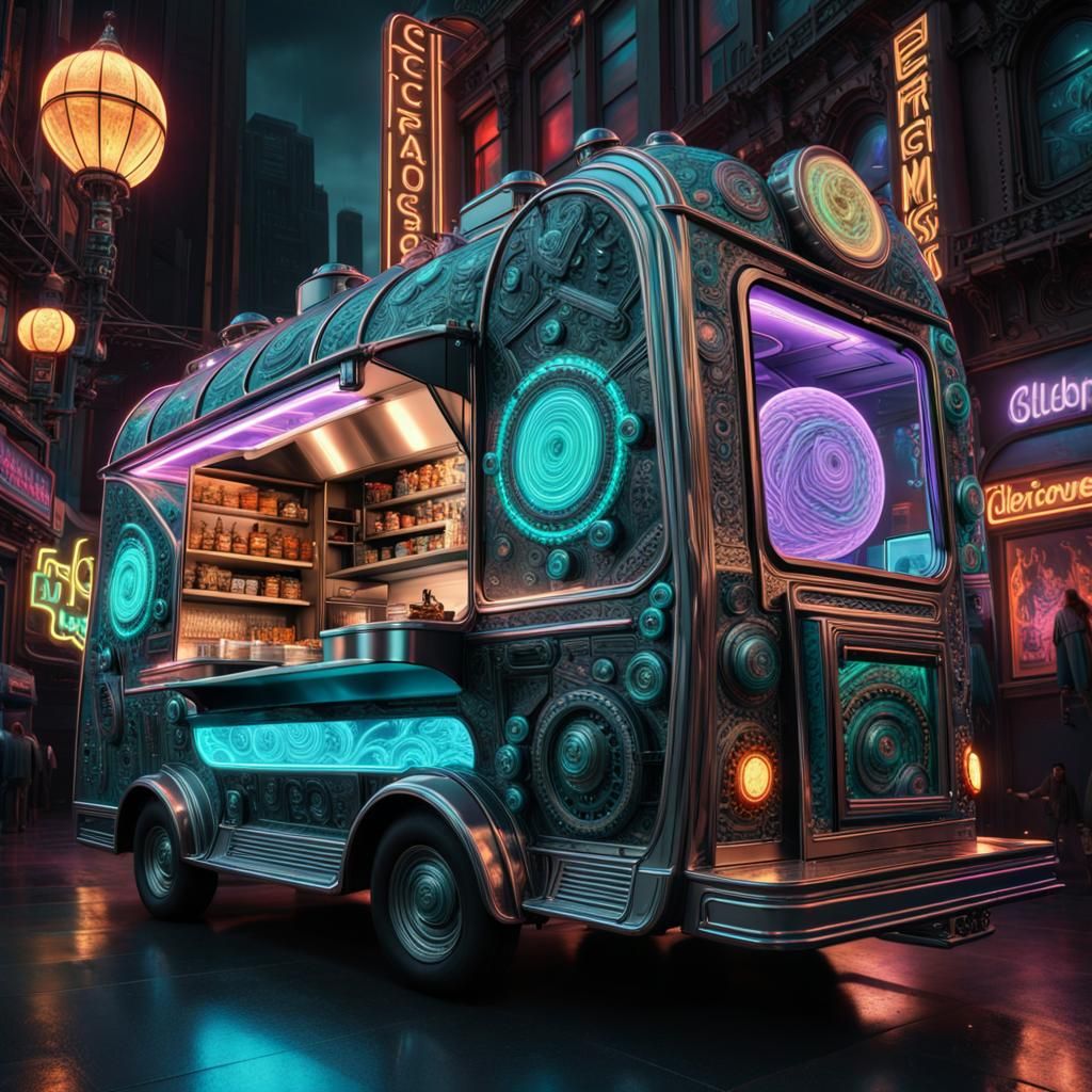 futuristic gothic food truck