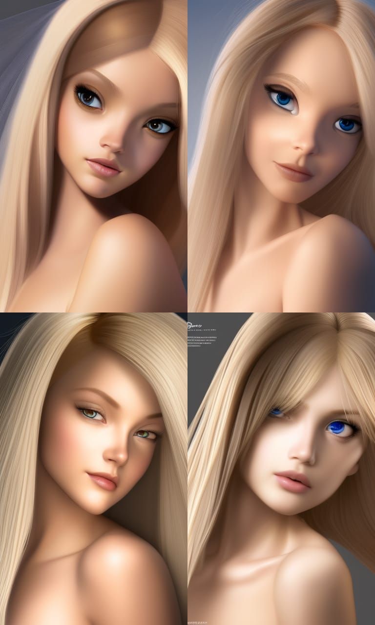 Angelic Beauty with Golden Hair: 3D Digital Art