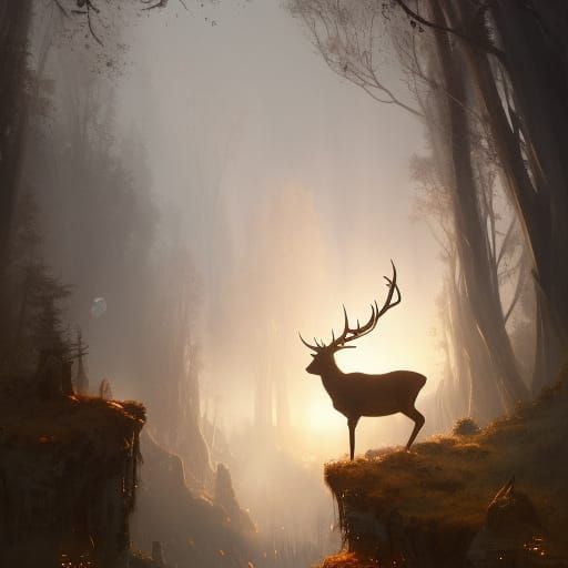 Dark Fantasy Deer Concept Art in 8k Resolution