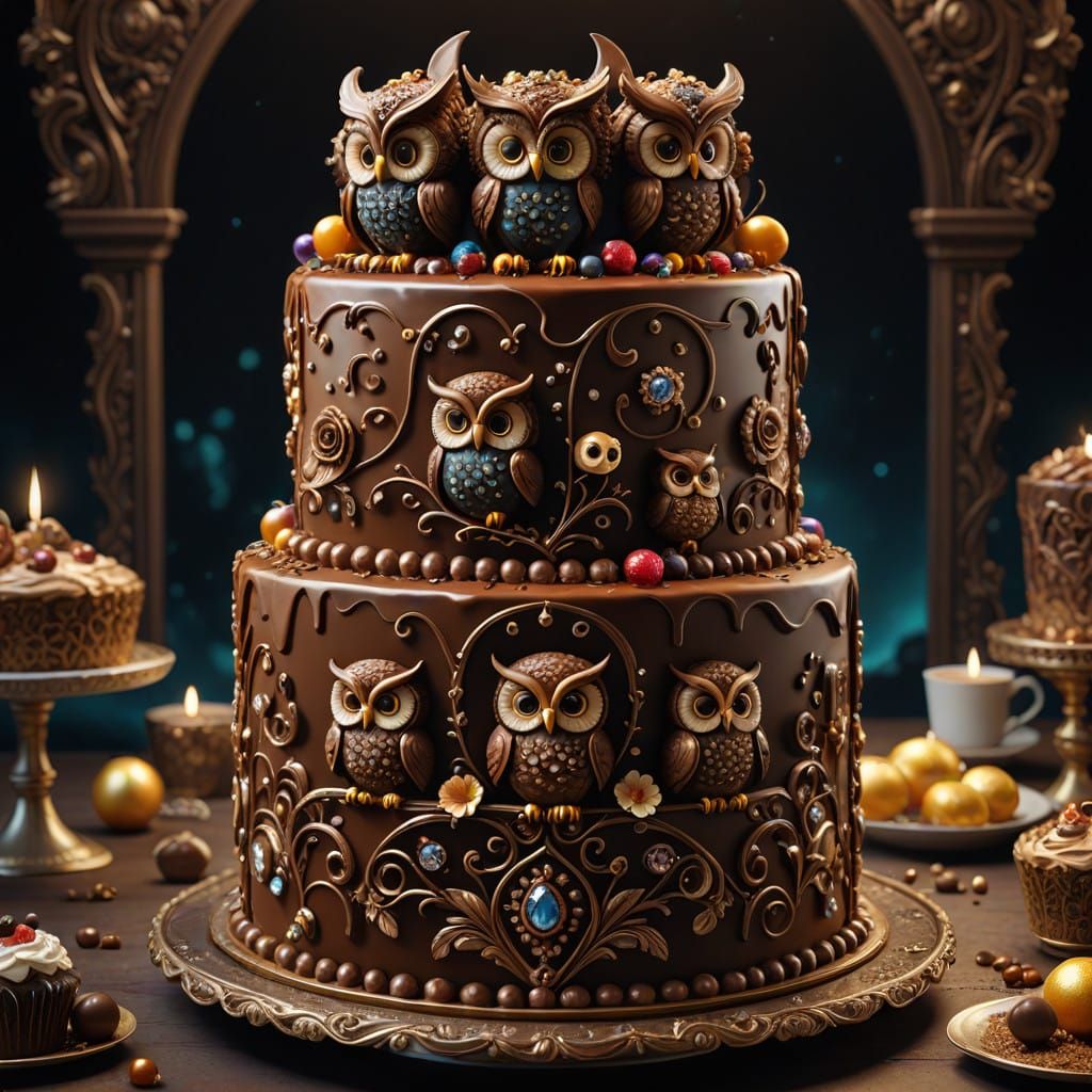 A portrait of a huge, beautiful, detailed cake.