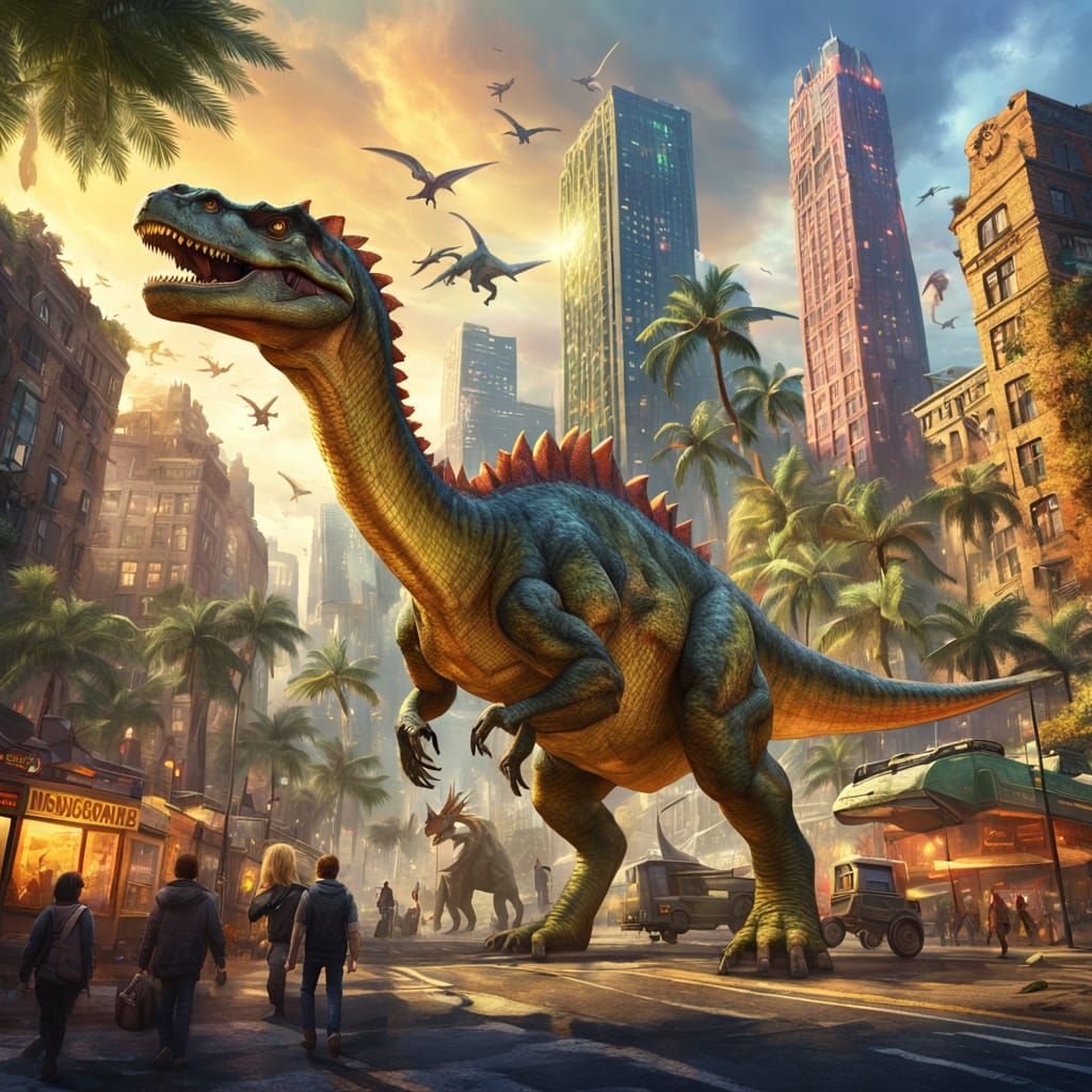 Dinosaurs in the City: Vivid Digital Concept Art
