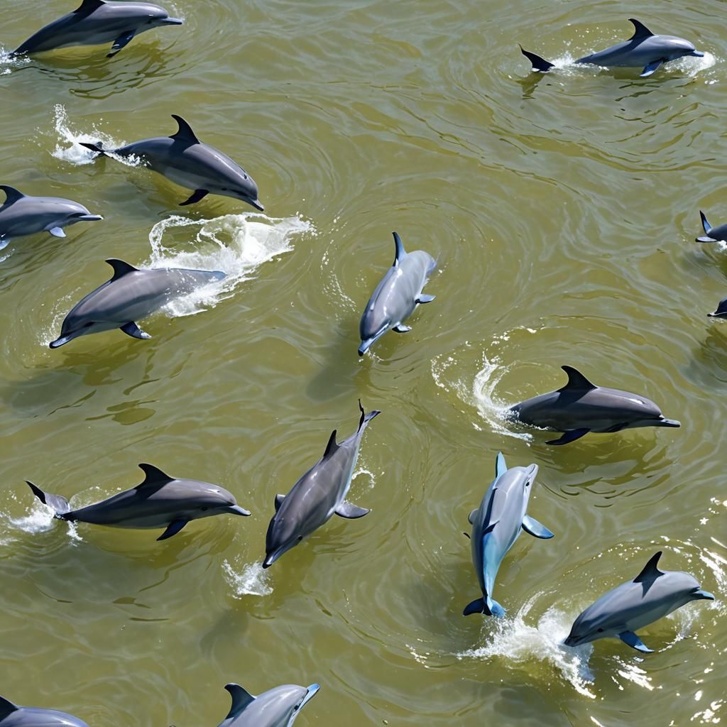 Dolphins Enjoying a Play Date in the Ocean