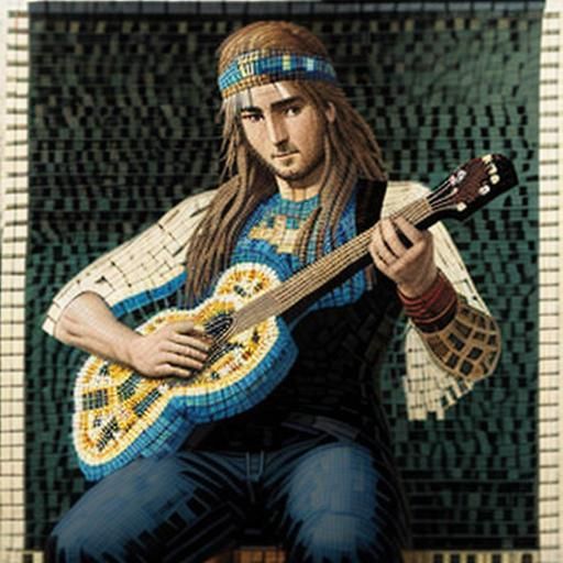 Hippie guitar player (mosaic art:4.3)