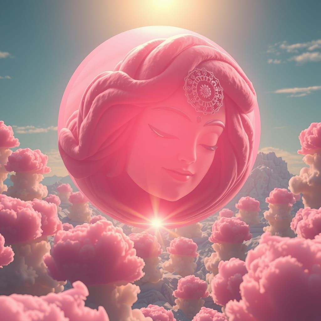 Goddess in Candy Floss Bubble Floats to Mu