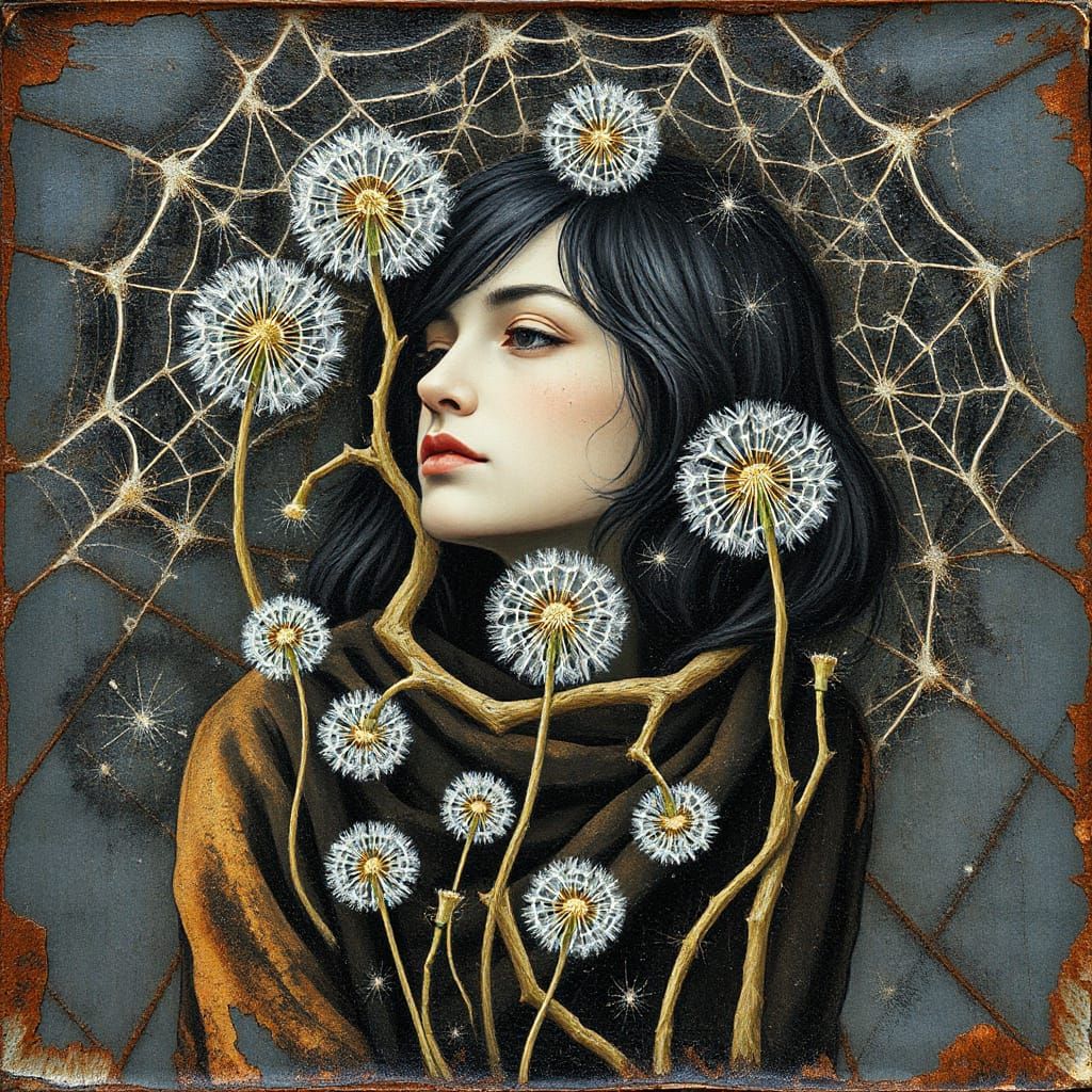 Woman in Dandelions: Mandelbrot Fractal Art