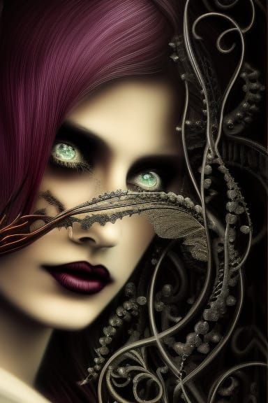 Eerie Gothic Girl Portrait in Tonalist Style