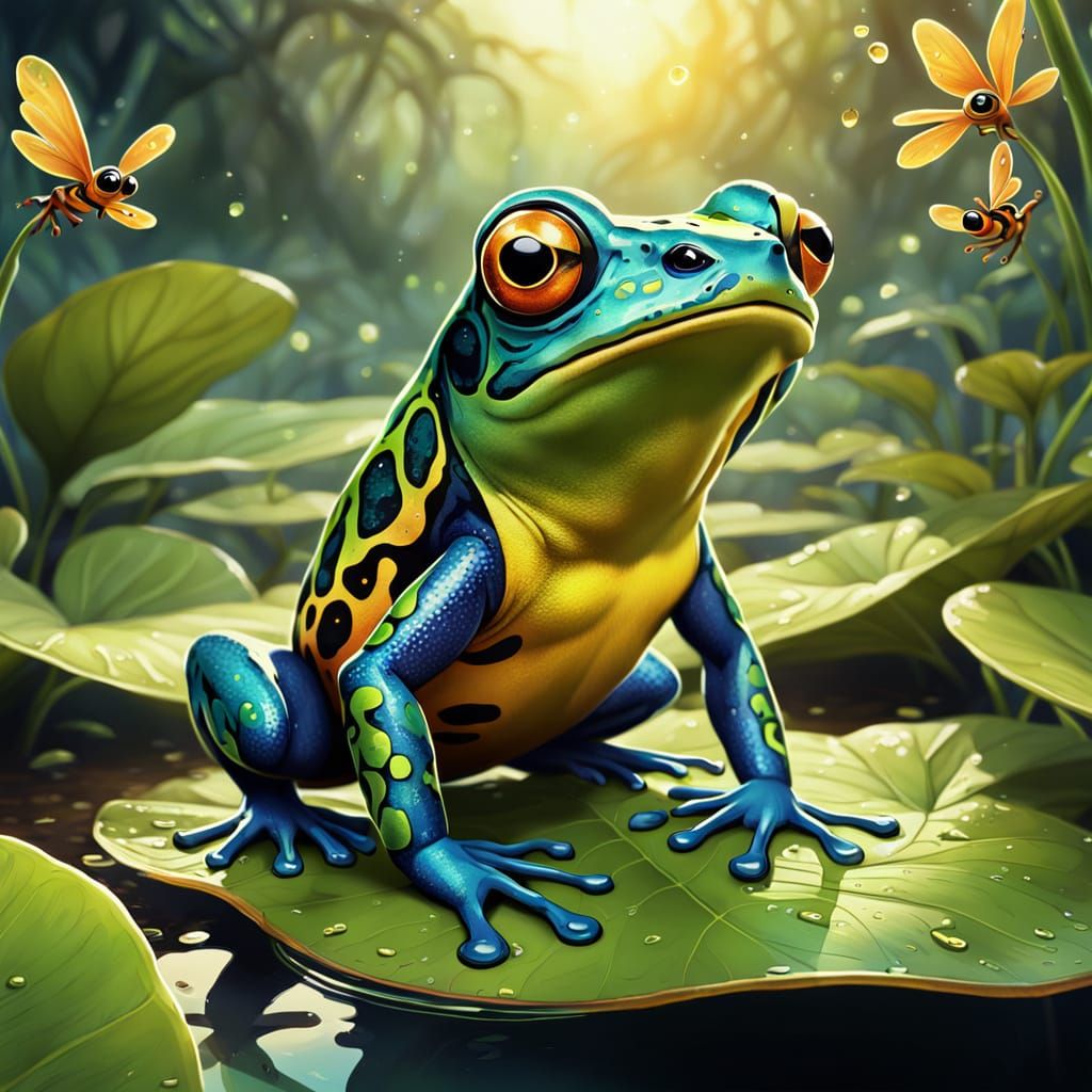 Cartoon Poison Frog in Dreamlike Digital Painting