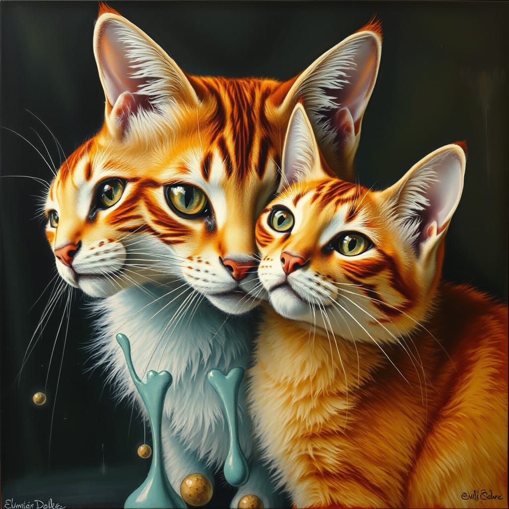 Surrealistic Portraits of Emilia Clarke with Cats in a Melti...