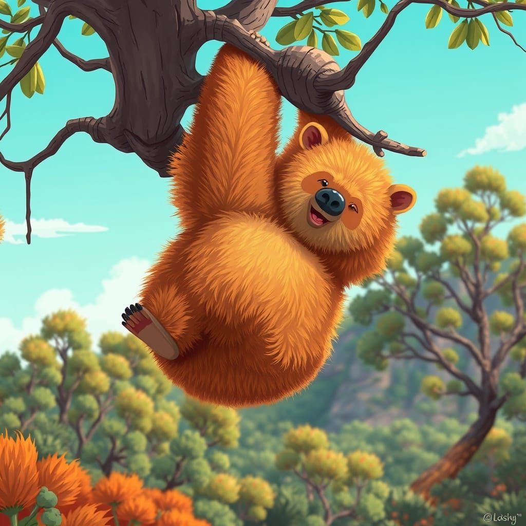 Furry Drop Bear in Vibrant Australian Bushland