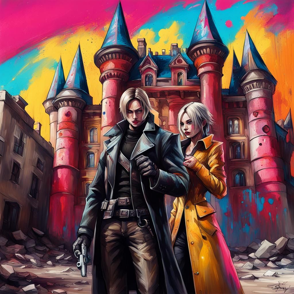 Lady Dimitrescu and Leon Kennedy: Graffiti Art