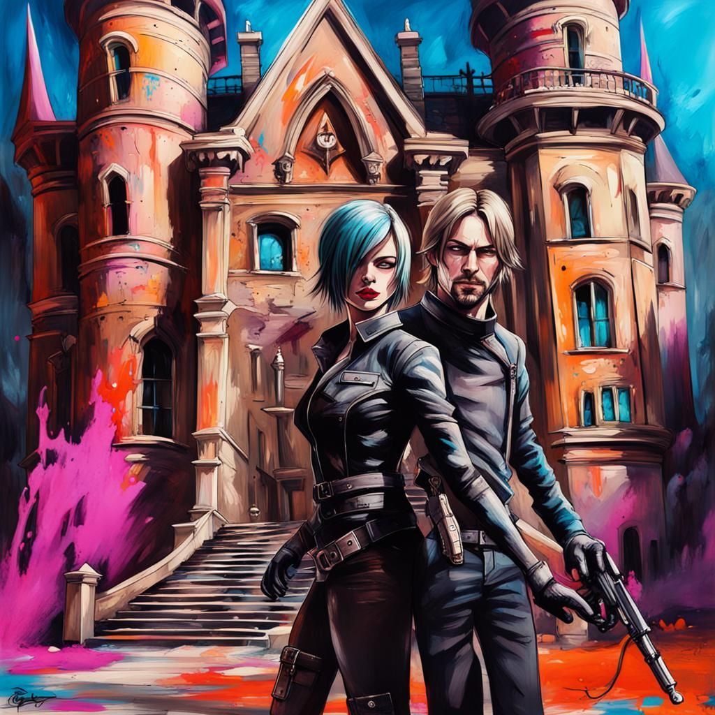 Lady Dimitrescu and Leon Kennedy: Graffiti Art