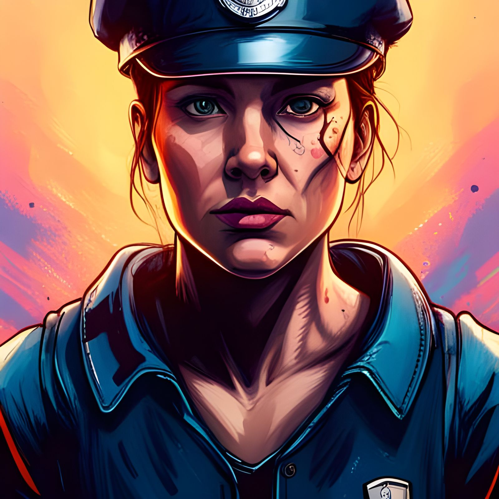 Post-Apocalyptic Female Police Officer Portrait