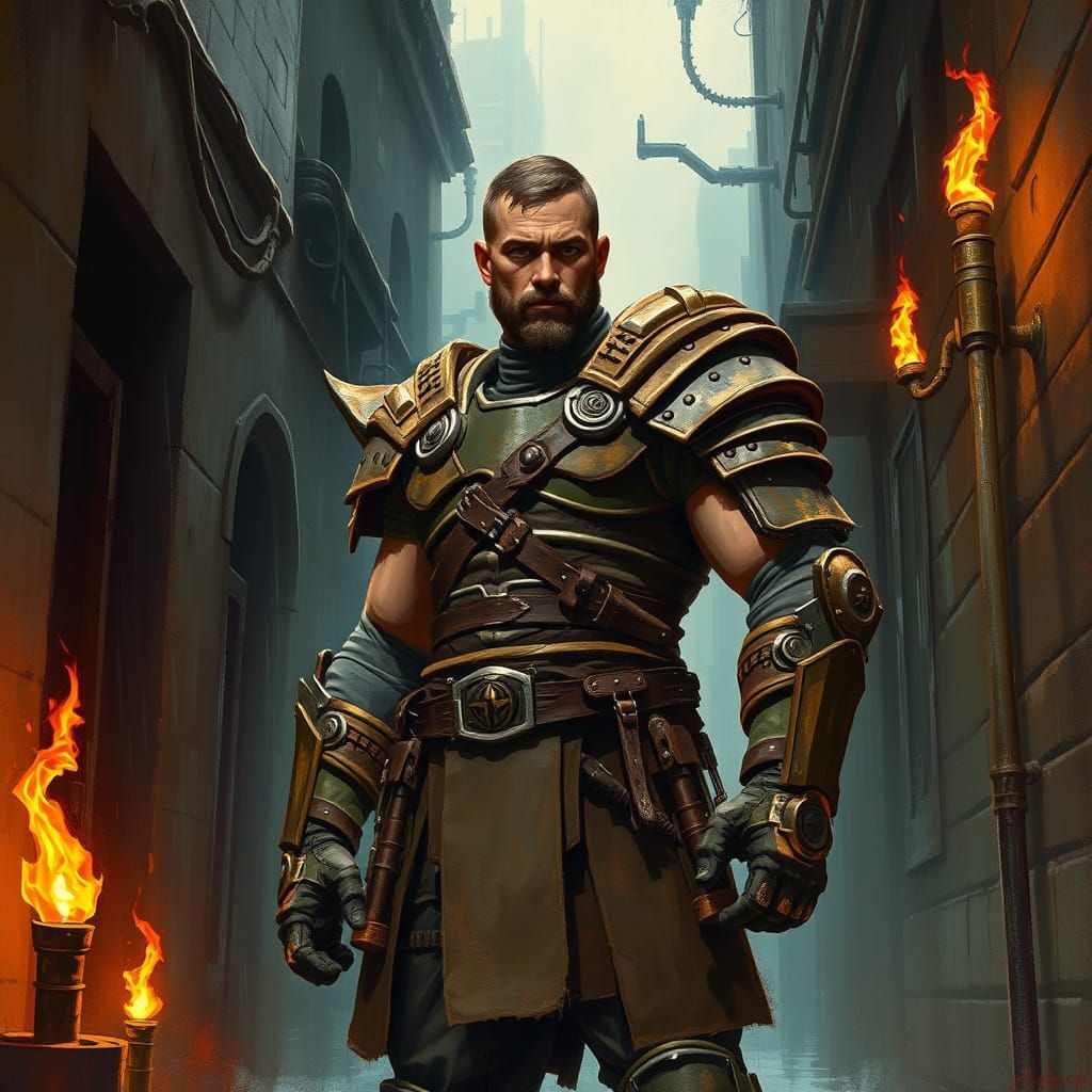 G.I. Joe Isem in Rain-Soaked Alley, Dramatic Lighting