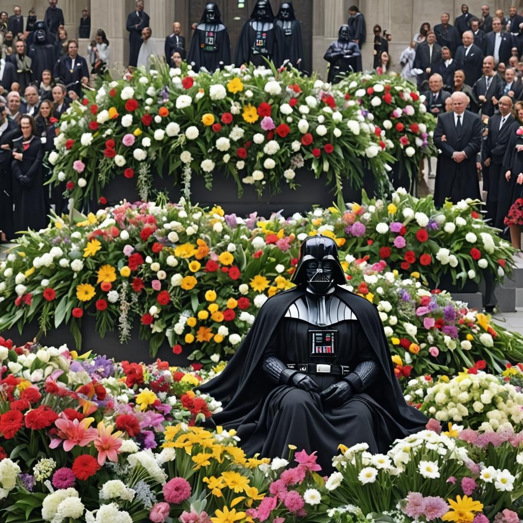 Darth Vader Memorial Tribute with Flowers