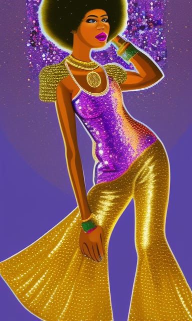 Retro African American Woman Under Disco Ball