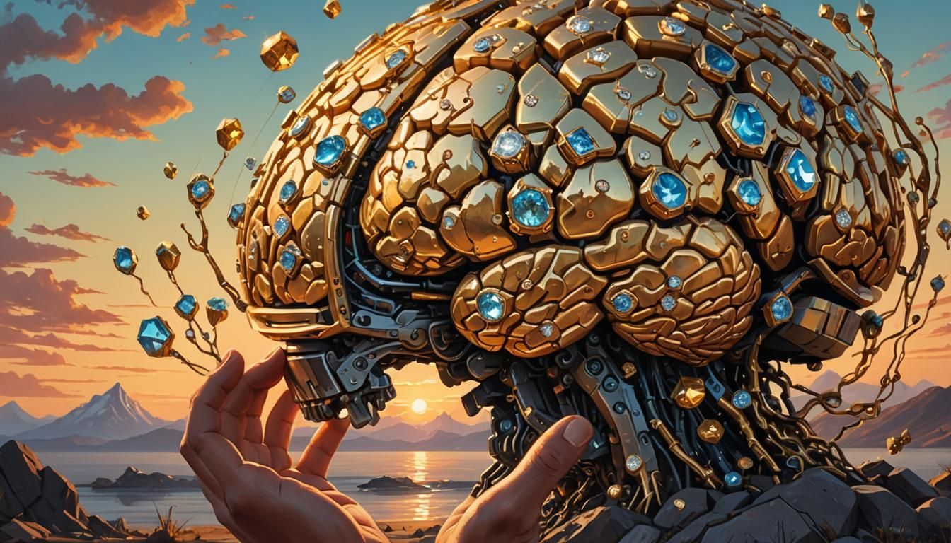 Golden Brain Concept Art Inspired by Art Nouveau