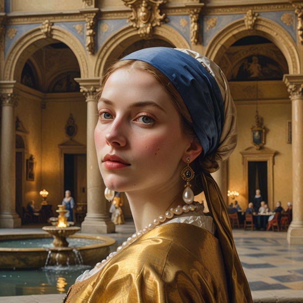 Baroque Portrait of a Girl with Pearl Earring