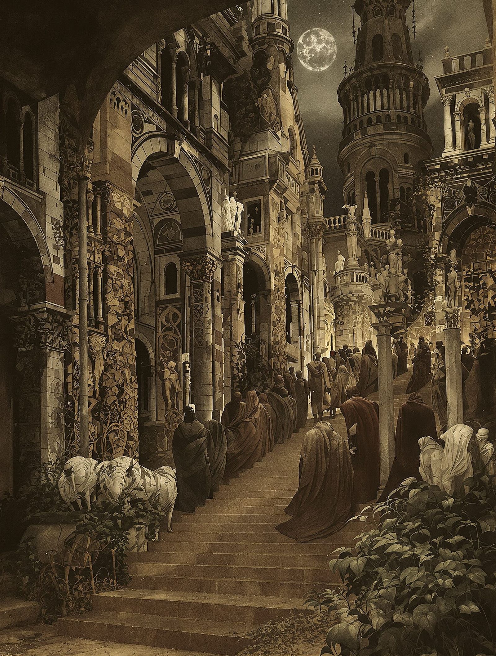 Mystical Scene in Style of Etchings