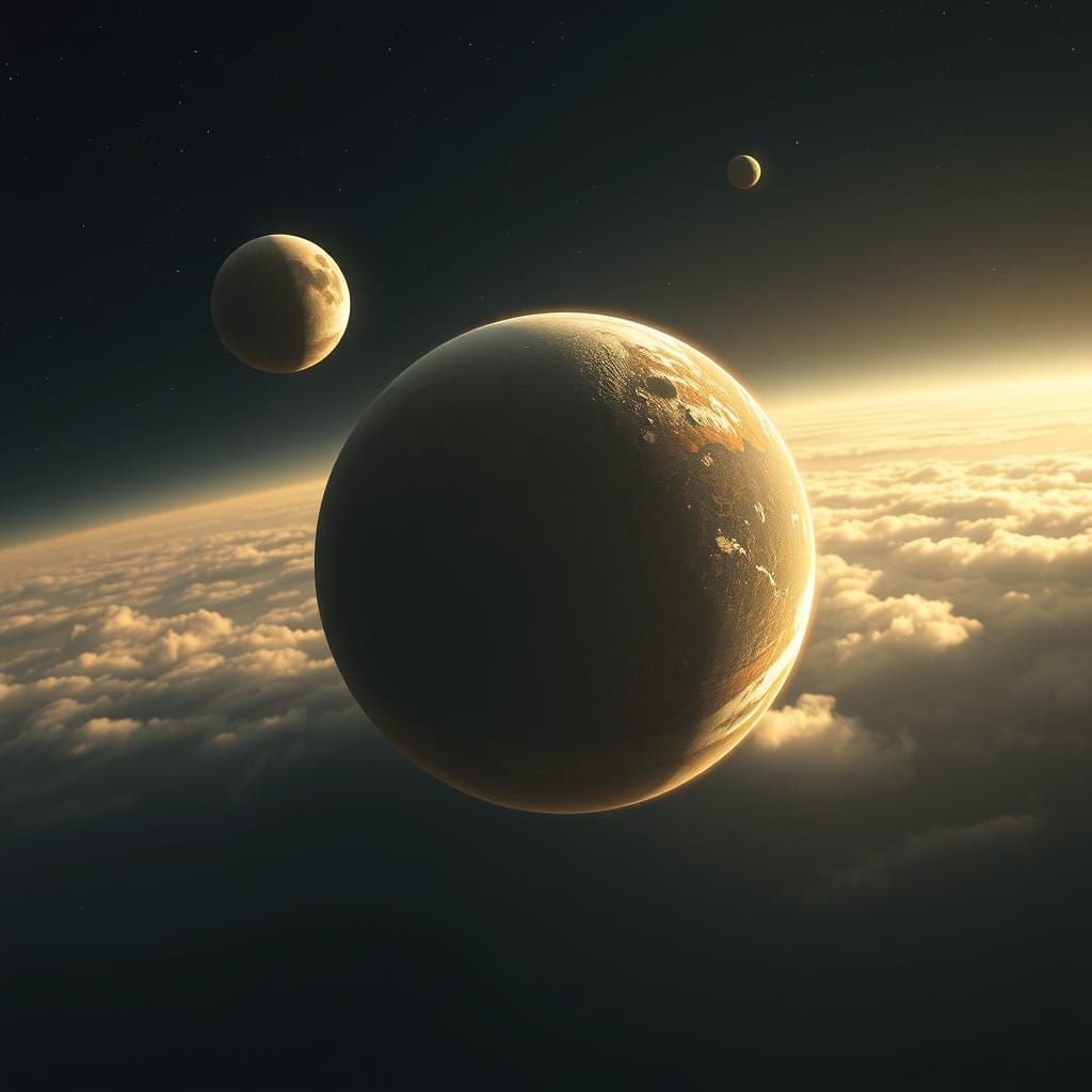 Alien Planet Thalvenar Orbital View in Photorealistic Style