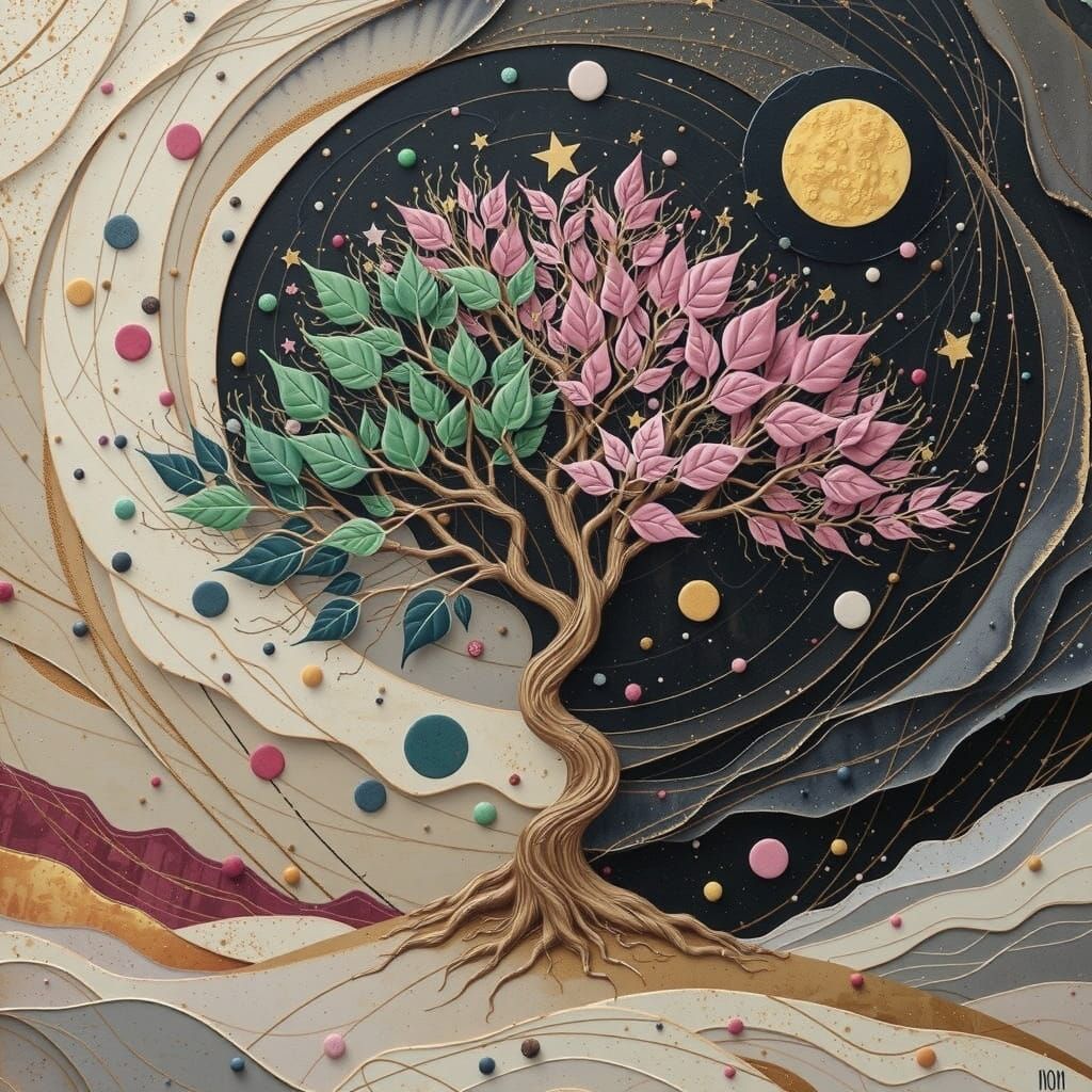 Abstract Artwork in a Futuristic Setting