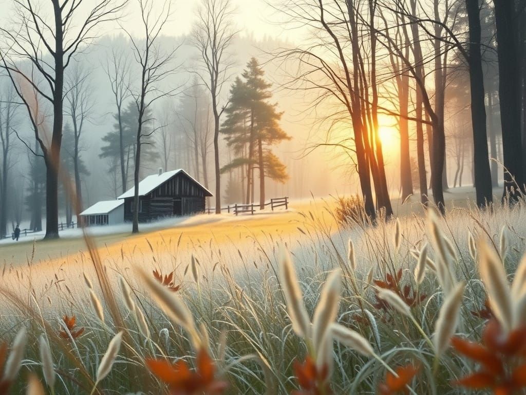 Soft Focus Watercolor of Secluded Appalachian Shack at Dawn