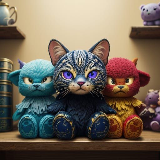 Sinister Stuffed Animals on Shelf | Hyperrealistic Art