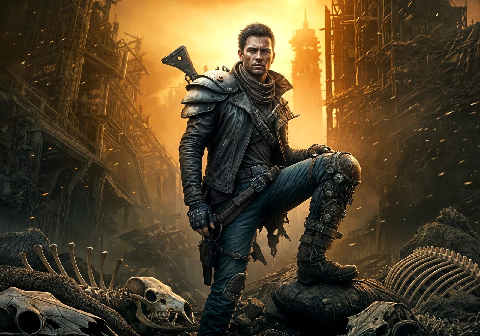 A scavenger in a post-apocalyptic world