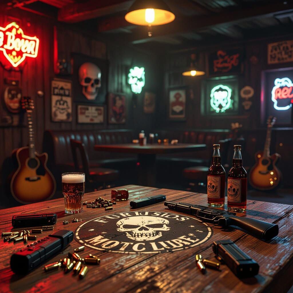 Cinematic Biker Bar Scene in GTA V Style